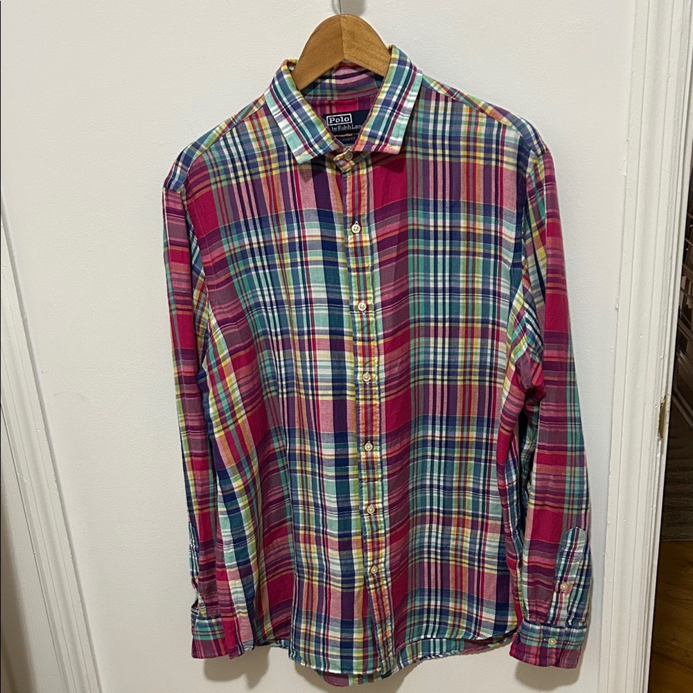 Polo by Ralph Lauren Red and Blue Casual Button Down Shirt